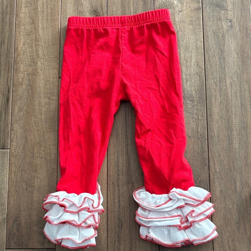 Red Ruffle Leggings for Kids